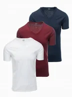 Koszulki męskie - Zestaw męski t-shirt bawełna biały/granatowy/bordowy OM-TSBS-0233 V13 XXL - miniaturka - grafika 1