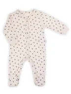 Pajacyki dla niemowląt - Niemowlęcy pajac bawełniany w groszki łososiowy Nicol,r.80 - miniaturka - grafika 1