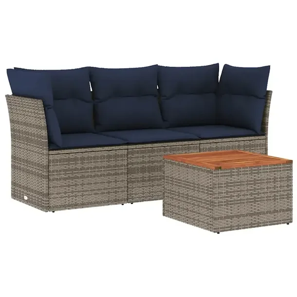 Zestaw mebli ogrodowych z rattanem PE, szary, wymiary: 62x62x69 cm, 55x62x6