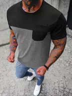 Koszulki męskie - T-Shirt męski czarno-grafitowy OZONEE JS/8T91/5Z - Ozonee - miniaturka - grafika 1