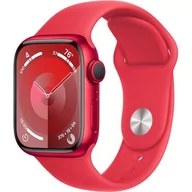 Smartwatch - APPLE Watch 9 GPS 41mm koperta z aluminium (czerwony) + pasek sportowy rozmiar S/M (czerwony) - miniaturka - grafika 1