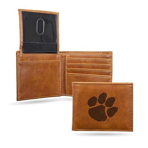 NCAA Clemson Tigers grawerowany laserowo portfel na banknoty, brązowy