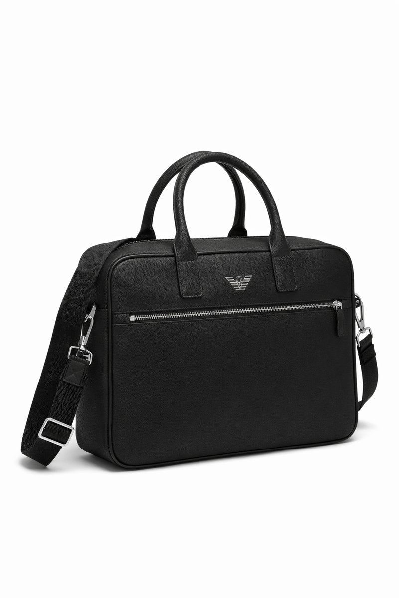 EMPORIO ARMANI CZARNA AKTÓWKA Z LOGO I KIESZONKĄ NA ZAMEK 38x26x6 2I4A