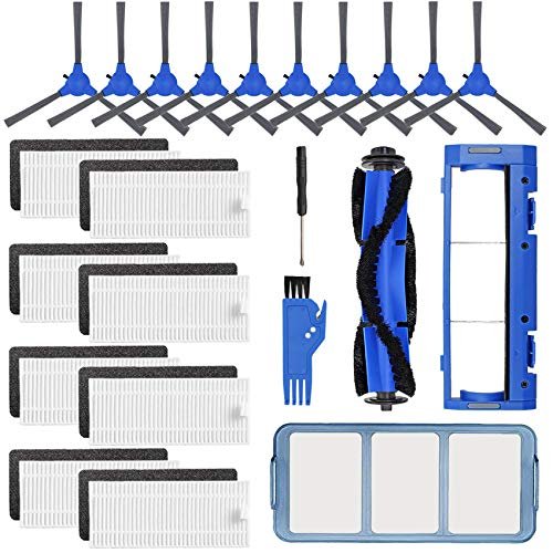 Zestaw części zamiennych do Eufy RoboVac 11S, RoboVac 15C, RoboVac 30, RoboVac 30C, RoboVac 12, RoboVac 35C – filtr do odkurzacza, 10 szczotek bocznych, 8 filtrów, 1 filtr wstępny, 1 osłona szczotki