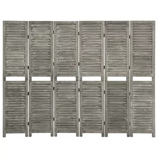 Lumarko Parawan 6-panelowy, szary, 214x166 cm, lite drewno! - Parawany - miniaturka - grafika 1