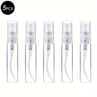 TEMU 5 Sztuk 3/5/10 Ml Szklana Butelka Z Rozpylaczem, Mini Pusta Butelka Na Perfumy Wielokrotnego Użytku Atomizer Do Perfum, Małe Pojemniki Na Próbki - Pozostałe akcesoria kosmetyczne - miniaturka - grafika 1
