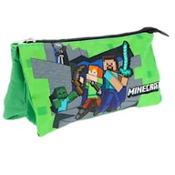 Piórniki - Piórnik szkolny trzykomorowa saszetka Minecraft - miniaturka - grafika 1
