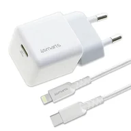 Ładowarki do telefonów - 4smarts Ładowarka sieciowa + kabel MFI VoltPlug PD 30W GaN USB-C/Lightning 1,5m biała/white 451534 - miniaturka - grafika 1