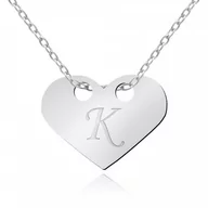 Naszyjniki - Murrano Srebrny Naszyjnik 925 Celebrytka Serduszko Inicjał Grawer YN-108 - miniaturka - grafika 1
