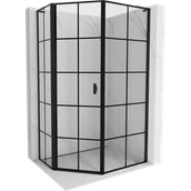 Kabiny prysznicowe - Mexen Mist L kabina prysznicowa pięciokątna asymetryczna uchylna lewa 80 x 100 cm, czarna kratka, czarna - 8A8L-080-100-70-77-L - miniaturka - grafika 1