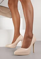 Czółenka - Beżowe Klasyczne Szpilki Vices z Wkładką ze Skóry Naturalnej Amarisse - miniaturka - grafika 1