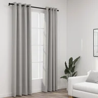 Zasłony - Zasłony stylizowane na lniane, 2 szt., szare, 140x225 cm - miniaturka - grafika 1