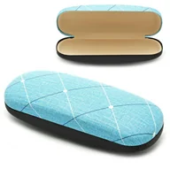 Akcesoria do okularów - Twarde etui na okulary niebieskie w romby ET-110A - miniaturka - grafika 1