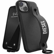 Etui i futerały do telefonów - Diesel Etui Leather Handstrap Case FW22 do iPhone 14 czarne - miniaturka - grafika 1