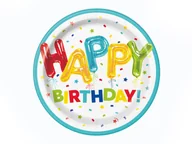 Dekoracje i nakrycia stołu na imprezę - Talerzyki urodzinowe Happy Birthday - 23 cm - 8 szt. - miniaturka - grafika 1