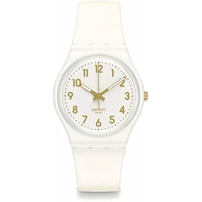 Zegarek - SWATCH - Gent Bio SO28W106-S14 - Skórzany pasek - Wodoodporność 3 ATM - Biały