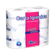 Papier toaletowy - Papier toaletowy rozpuszczalny STRAPPI 4 rolki celuloza 1000 listków biały - miniaturka - grafika 1