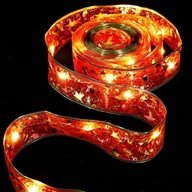 Ozdoby bożonarodzeniowe - Szarfa choinkowa 5m na baterie AA czerwona w gwiazdki do oplatania - miniaturka - grafika 1