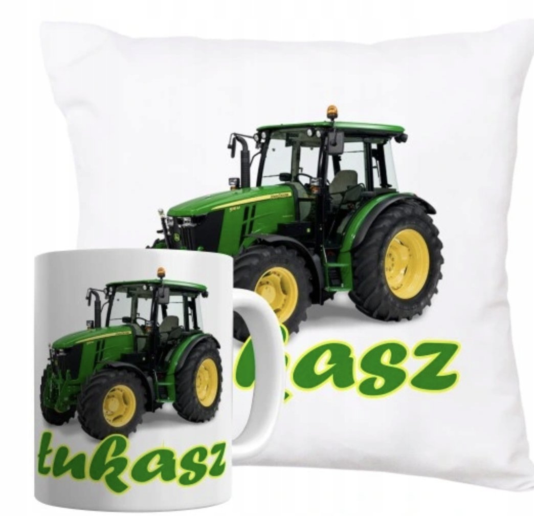 ZESTAW PODUSZKA + KUBEK PREZENT JOHN DEERE TRAKTORY Rolnik Prezent #29