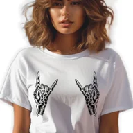 Zestawy upominkowe - BIAŁA KOSZULKA DAMSKA Krótki Rękaw METALLICA SKELETON Nipples Cover Roz M - miniaturka - grafika 1