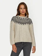 Swetry damskie - Vila Sweter Ejla 14098853 Beżowy Regular Fit - miniaturka - grafika 1
