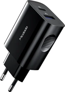 Mcdodo 20W PD Fast Charge Adapter Ładowarka sieciowa QC 3.0 1x USB 1x USB-C (Typ-C) do smartfonów czarny - Ładowarki do telefonów - miniaturka - grafika 1
