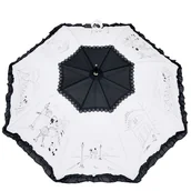 Parasole - Parasol damski automat z falbanką - Paryżanka biało-czarny - miniaturka - grafika 1
