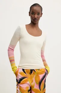 Desigual longsleeve CHURCHILL kolor beżowy 25SWTK77 - Koszulki i topy damskie - miniaturka - grafika 1