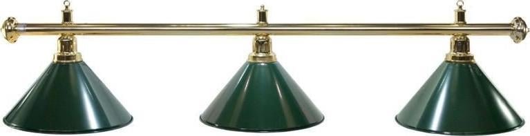 Lampa sufitowa Tournament Champion Lampa bilardowa Elegance 3 klosze zielone, złoty połysk
