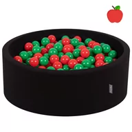Zabawki do kąpieli - KiddyMoon Suchy basen okrągły z piłeczkami 7cm czarny: zielony-czerwony 90x30cm/200piłek Zabawka basen piankowy - miniaturka - grafika 1