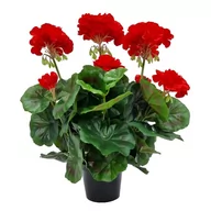 Sztuczne kwiaty - PELARGONIA SZTUCZNA W DONICZCE (613.01) CZERWONA sztuczne kwiaty na balkon na taras - miniaturka - grafika 1
