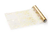 Dekoracje i nakrycia stołu na imprezę - Dekoracja bieżnik siatkowy - złoty - 36 cm x 9 m - 1 szt. - miniaturka - grafika 1