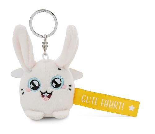 NICI 62043 breloczek do kluczy z motywem zająca, dobra jazda, 5 cm, biały towarzysz do plecaka lub torby, uchwyt na klucze dla małych i dużych