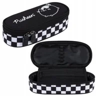 Piórniki - PIÓRNIK SZKOLNY PUSHEEN CZARNO BIAŁA KRATA SASZETKA SZKOLNA Z KOTKIEM - miniaturka - grafika 1