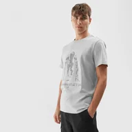 Koszulki sportowe męskie - Męski t-shirt z nadrukiem 4F 4FAW23TTSHM0866 - szary - miniaturka - grafika 1
