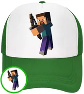 Czapki i chusty sportowe męskie - CZAPKA Z DASZKIEM MINECRAFT DLA DZIECI SIATKA ZIELONA BEJSBOLÓWKA - miniaturka - grafika 1