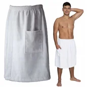 Szlafroki męskie - Męskie pareo do sauny Kilt S/m bawełna biały - miniaturka - grafika 1