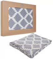 Koce - Koc szary we wzory 100% bawełna dwustronny 125x150 cm - miniaturka - grafika 1