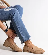 Mokasyny damskie - Brązowe mokasyny w cyrkonie Mogha-37 - miniaturka - grafika 1