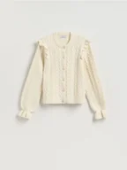 Swetry damskie - Reserved - Kardigan z dekoracyjnymi guzikami - kremowy - miniaturka - grafika 1