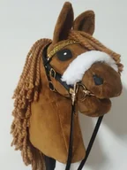 Skoczki dla dzieci - Ogłowie dla hobby horse A3 z futerkiem, diamentowy naczółek - miniaturka - grafika 1