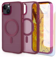 Etui i futerały do telefonów - Etui Do Magsafe do iPhone 13 / 14 Czerwone, Pancerne, Matowe Szkło 9H - miniaturka - grafika 1