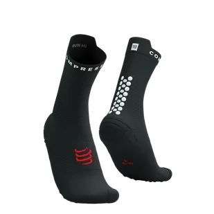 COMPRESSPORT Skarpetki do biegania wysokie ProRacing Socks V4 black/white - Skarpetki sportowe męskie - miniaturka - grafika 1