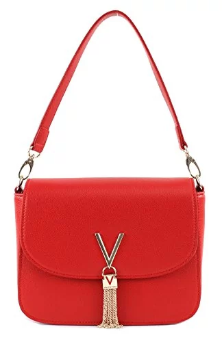 Mario Valentino Damska torba na ramię, czarna, One Size, czerwony - czerwony (Rosso) - 8x17x23 cm (B x H x T)