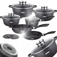 Zestawy garnków i patelni - ZESTAW GARNKÓW I PATELNIA 12 CZĘŚCIOWY Z POWŁOKĄ MARMUROWĄ - miniaturka - grafika 1