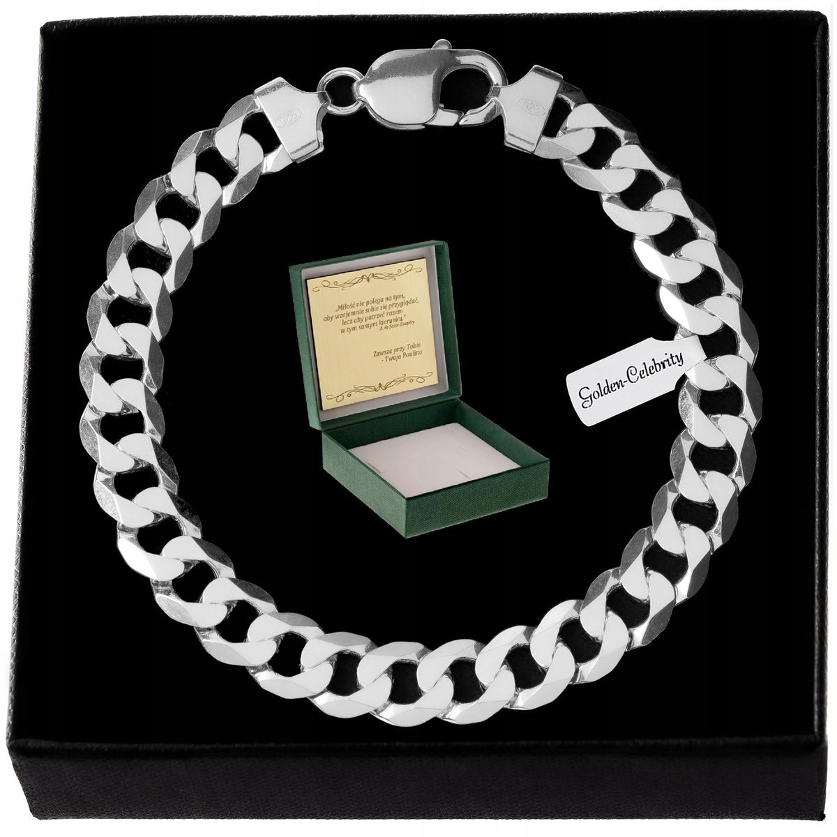 Srebrna Bransoletka Męska Pancerka 22Cm/9Mm 925 Prezent Dla Faceta + Grawer