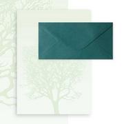 Artykuły biurowe - Papeteria Drzewo A4 - 20 ark + 10 szt kopert DL Pearl zielony - miniaturka - grafika 1