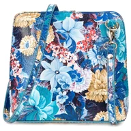 Torebki damskie - Torebka Mała Listonoszka Skórzana Modna Włoska Vera Pelle Niebieskie Kwiaty K03 : Kolory - Wielokolorowy - miniaturka - grafika 1