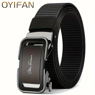 TEMU OYIFAN Męski Automatyczny Zapięcie Klamra 4 Opcje Kolorów (Czarny, Niebieski, Zielony, Burgundzki) - Styl Biznesowy Korzet Pasek z Pustymi - Paski - miniaturka - grafika 1