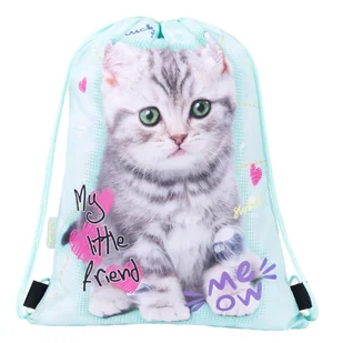 St. Right Worek Szkolny Sportowy Gimnastyczny Na Buty Obuwie Do Szkoły Na Basen Trening My Little Friend Mint Kitty - Worki na buty - miniaturka - grafika 1